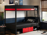Recoil Nova Gaming Metal Bunk Bed with Futon Black & Red