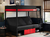 Recoil Nova Gaming Metal Bunk Bed with Futon Black & Red