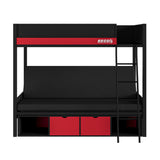 Recoil Nova Gaming Metal Bunk Bed with Futon Black & Red