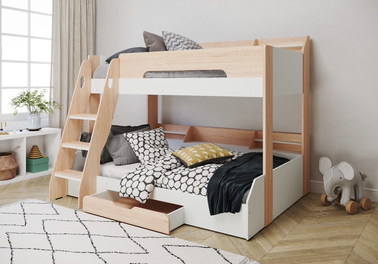 Flair Flick Triple Storage Bunk Bed White & Oak