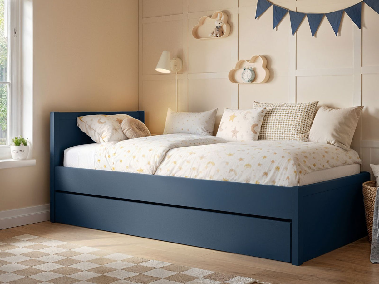 Flair Oli Single Wooden Bed with Drawers Navy
