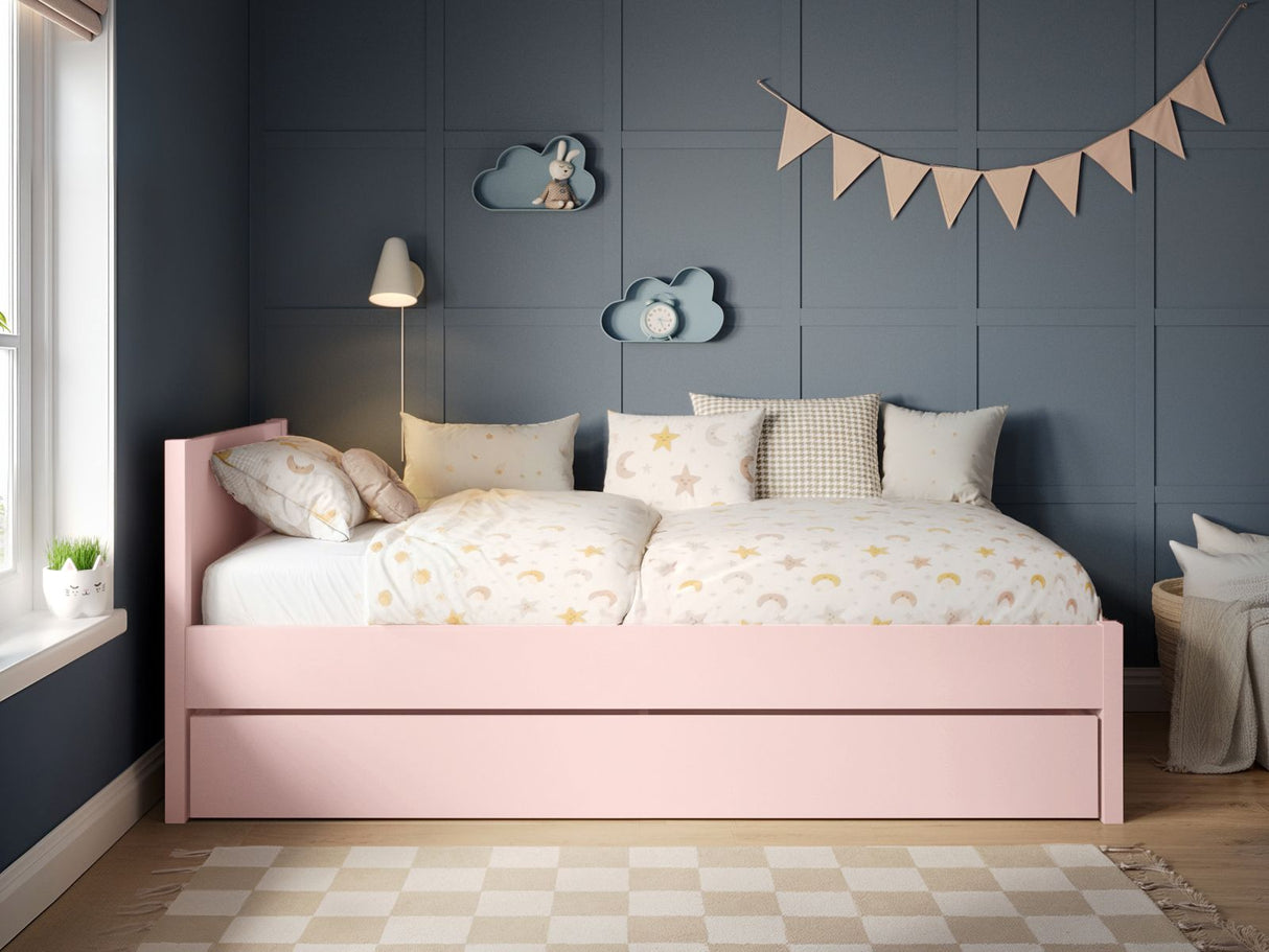 Flair Oli Single Wooden Bed with Drawers Pink