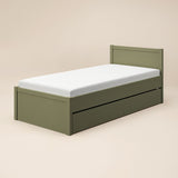 Flair Oli Single Wooden Bed with Drawers Green