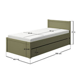 Flair Oli Single Wooden Bed with Drawers Green
