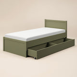 Flair Oli Single Wooden Bed with Drawers Green
