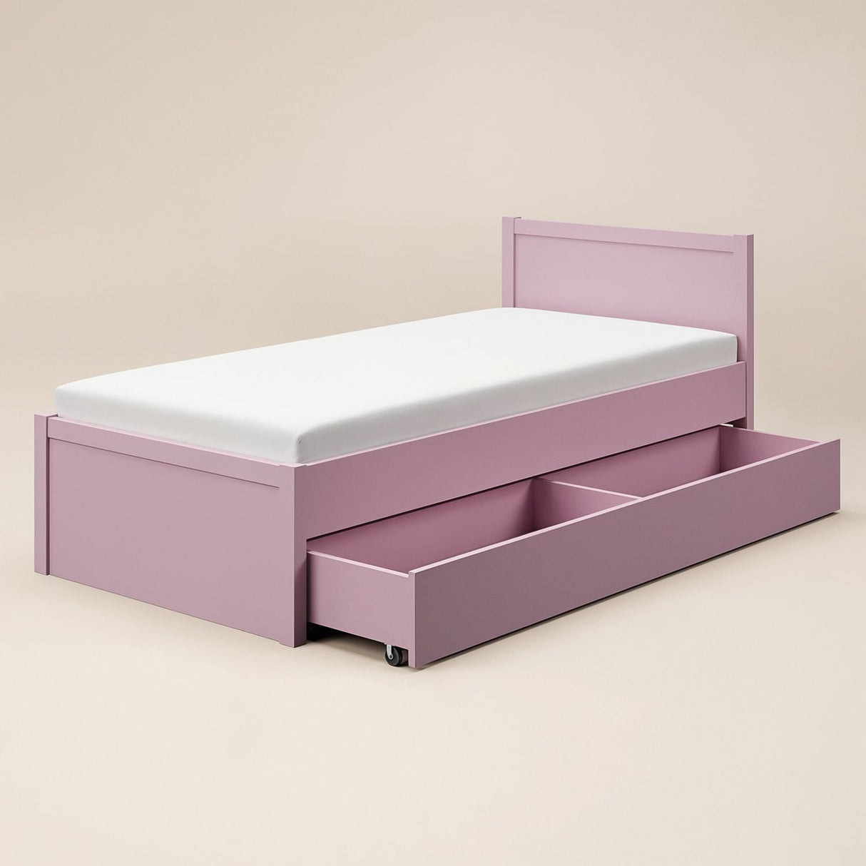 Flair Oli Single Wooden Bed with Drawers Pink