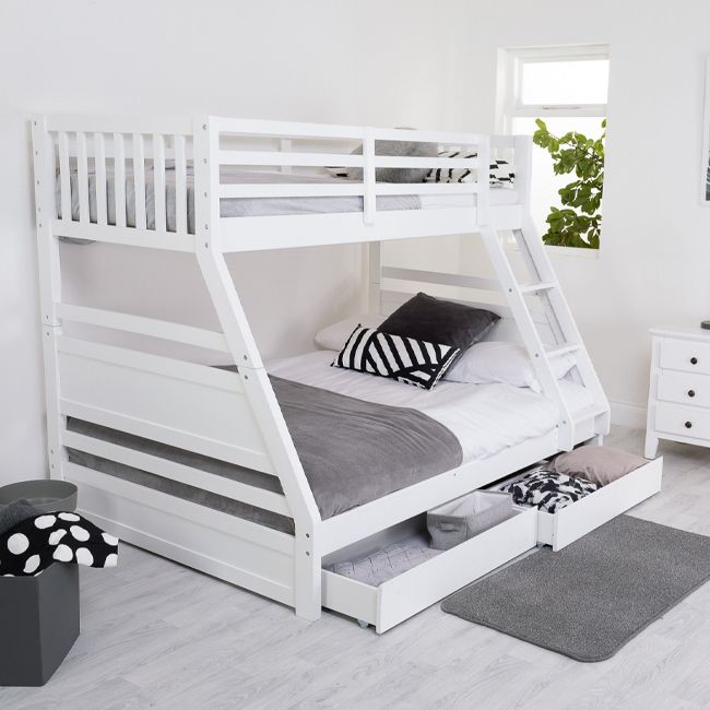 Flair Ollie Triple Bunk Bed with Drawers White