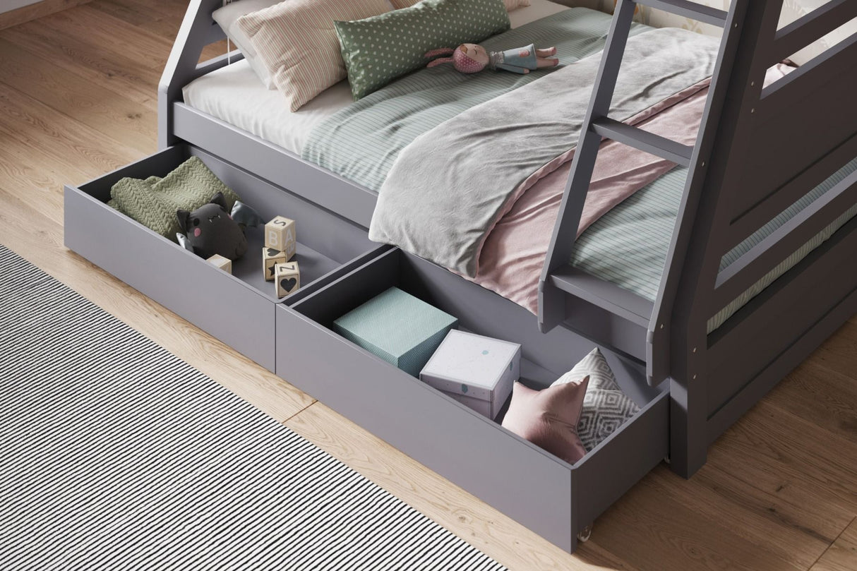 Flair Ollie Triple Bunk Bed with Drawers Grey