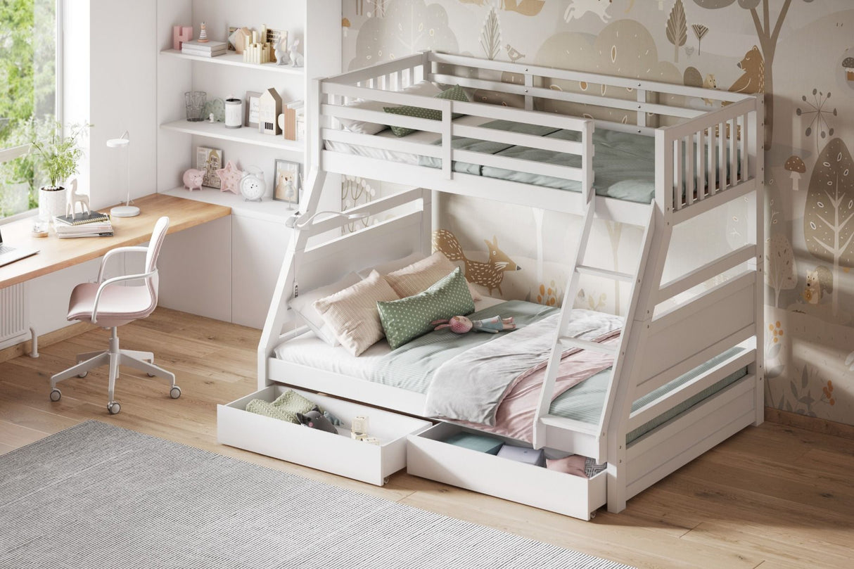Flair Ollie Triple Bunk Bed with Drawers White