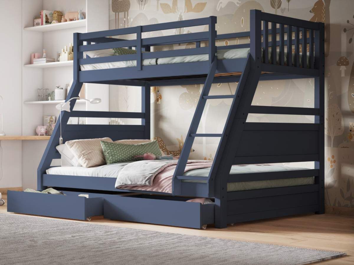 Flair Ollie Triple Bunk Bed with Drawers Navy