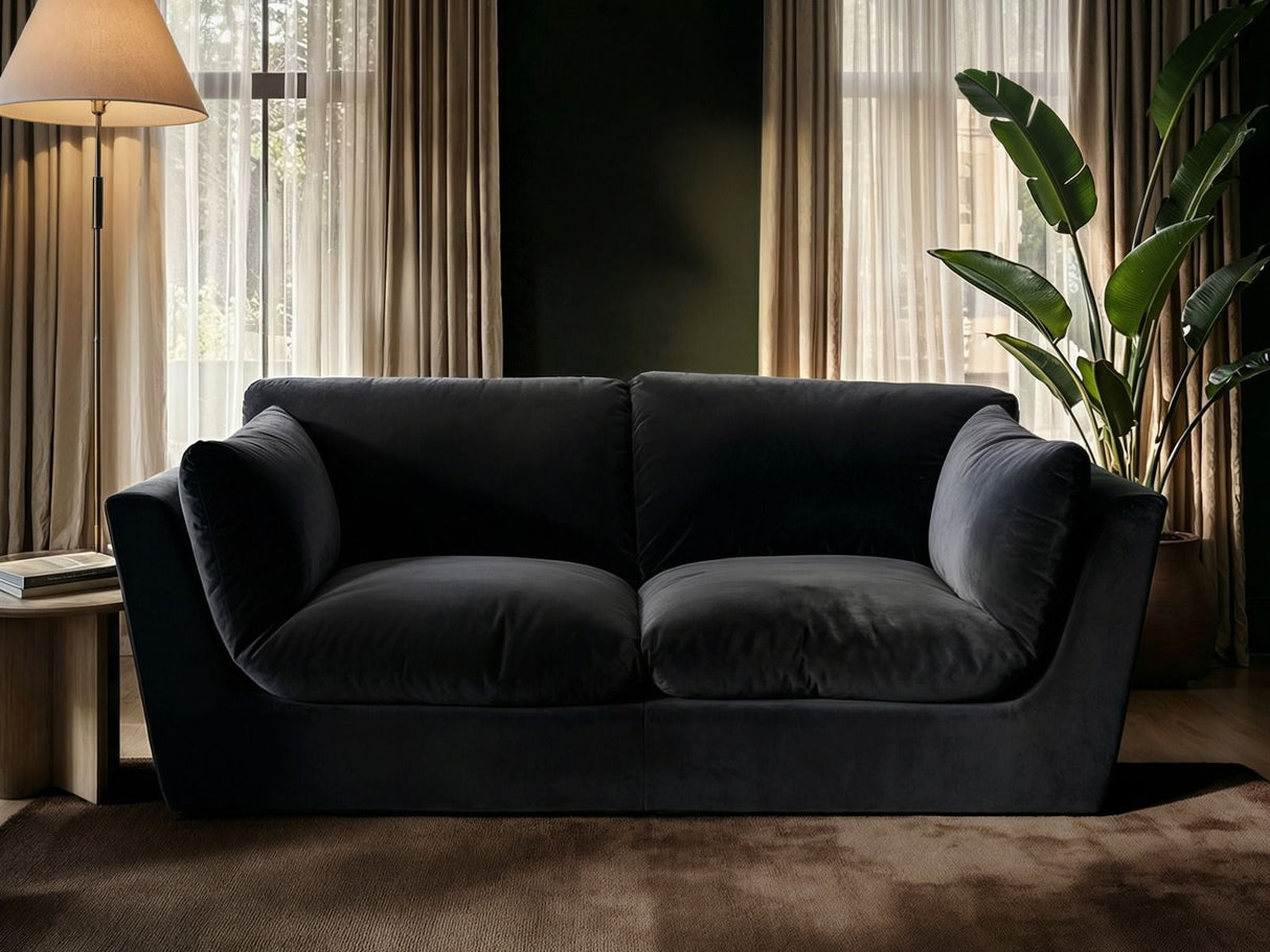 SOLACE+CO Orson 3 Seater Sofa Black Velvet