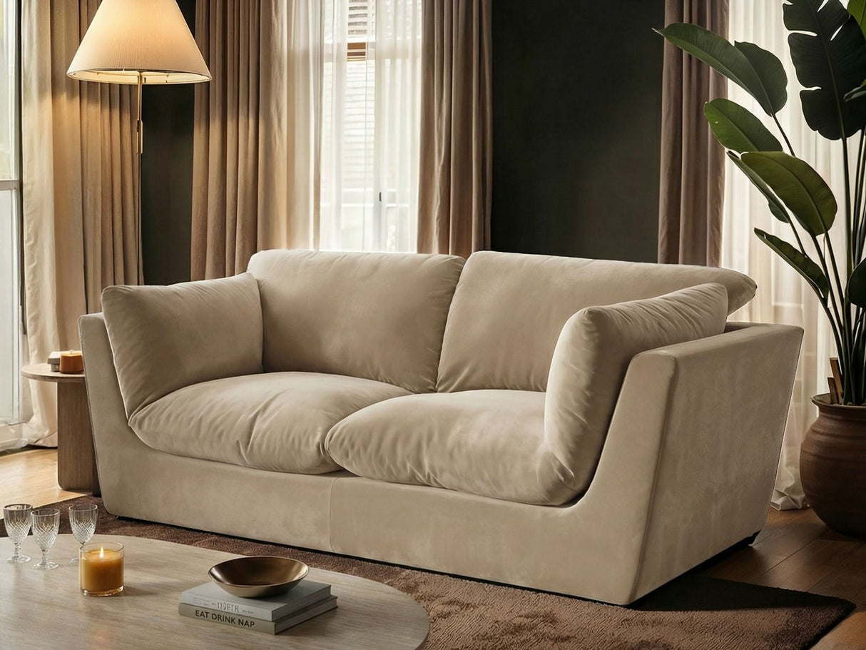 SOLACE+CO Orson 3 Seater Sofa Beige Velvet