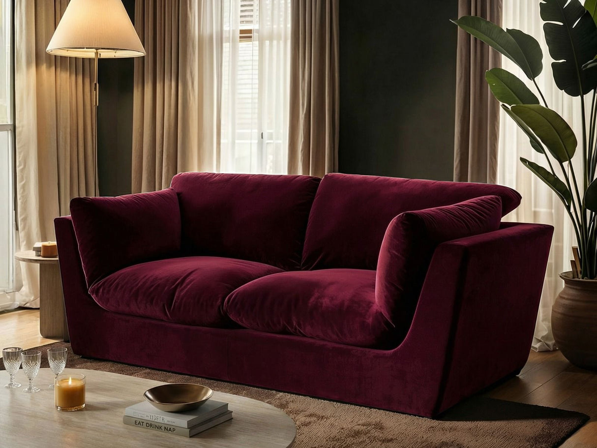 SOLACE+CO Orson 3 Seater Sofa Burgundy Velvet