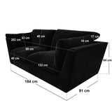 SOLACE+CO Orson 3 Seater Sofa Black Velvet