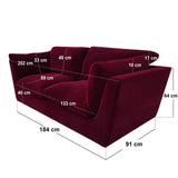 SOLACE+CO Orson 3 Seater Sofa Burgundy Velvet