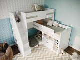 Flair Oscar Staircase Triple Bunk Bed with Storage White
