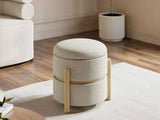SOLACE+CO Ada Storage Round Pouffe Beige Boucle