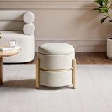 SOLACE+CO Ada Storage Round Pouffe Beige Boucle