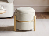SOLACE+CO Ada Storage Round Pouffe Beige Boucle