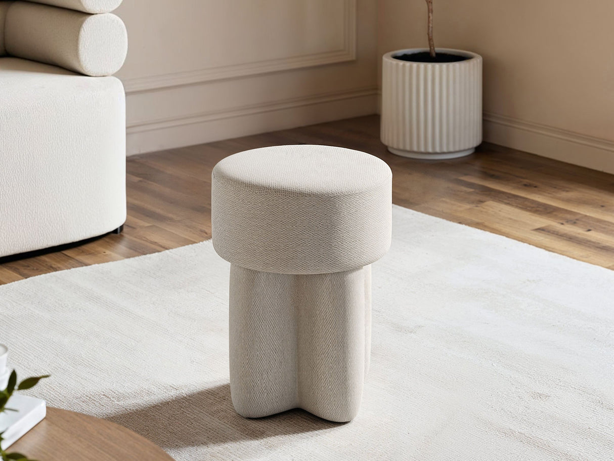 SOLACE+CO Astrid Wave Chenille Round Pouffe Cream