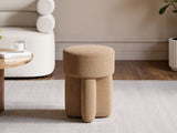 SOLACE+CO Astrid Wave Chenille Round Pouffe Light Brown