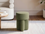 SOLACE+CO Astrid Wave Chenille Round Pouffe Olive Green