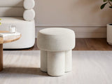SOLACE+CO Ferro High Round Pouffe Beige Sherpa Fleece