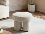 SOLACE+CO Ferro Low Round Pouffe Beige Sherpa Fleece
