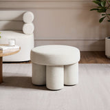 SOLACE+CO Ferro Low Round Pouffe Beige Sherpa Fleece