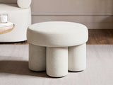 SOLACE+CO Ferro Low Round Pouffe Beige Sherpa Fleece