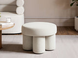 SOLACE+CO Ferro Round Pouffe Set Beige Sherpa Fleece