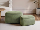 SOLACE+CO Zuri Storage Pouffe Set Green Chenille