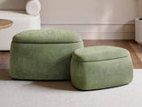 SOLACE+CO Zuri Storage Pouffe Set Green Chenille