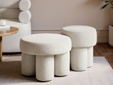 SOLACE+CO Ferro Round Pouffe Set Beige Sherpa Fleece