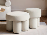 SOLACE+CO Ferro Round Pouffe Set Beige Sherpa Fleece