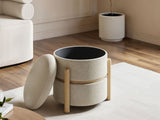SOLACE+CO Ada Storage Round Pouffe Beige Boucle