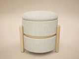 SOLACE+CO Ada Storage Round Pouffe Beige Boucle