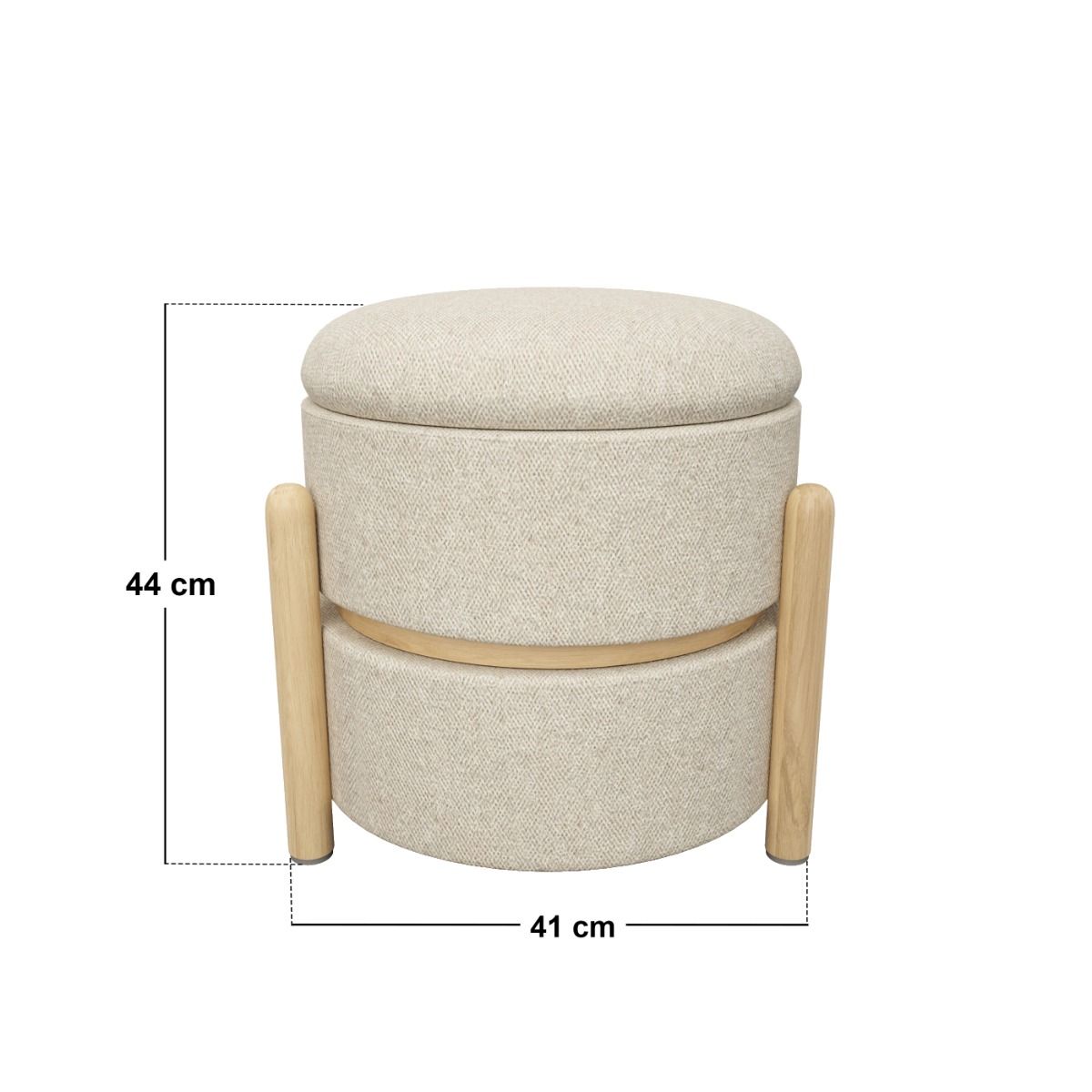 SOLACE+CO Ada Storage Round Pouffe Beige Boucle