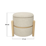 SOLACE+CO Ada Storage Round Pouffe Beige Boucle