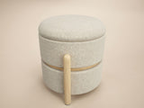 SOLACE+CO Ada Storage Round Pouffe Beige Boucle