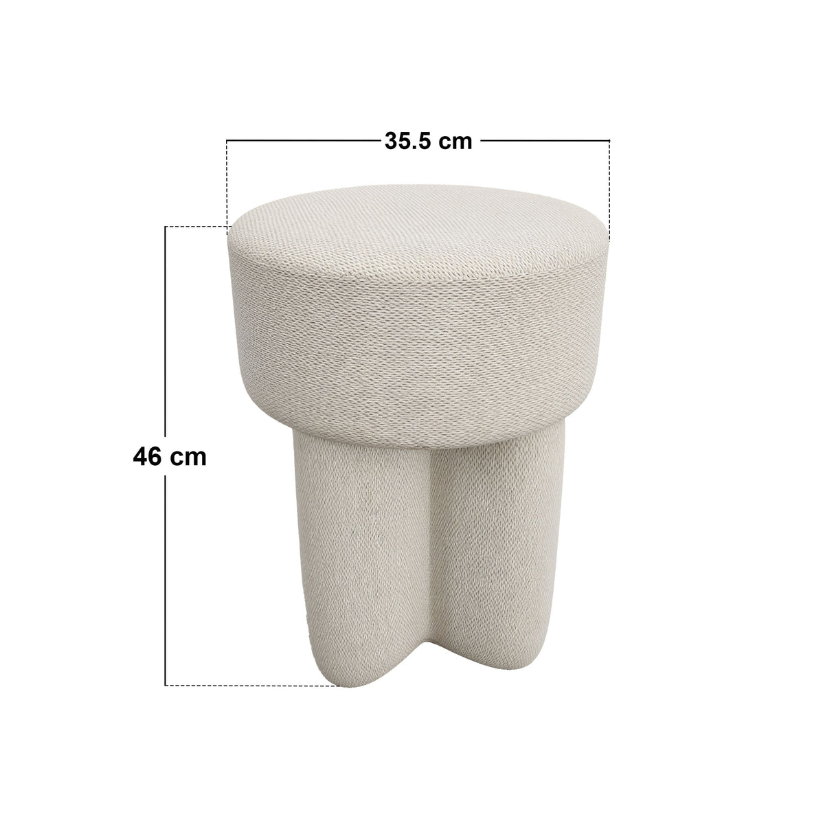 SOLACE+CO Astrid Wave Chenille Round Pouffe Cream