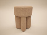 SOLACE+CO Astrid Wave Chenille Round Pouffe Light Brown