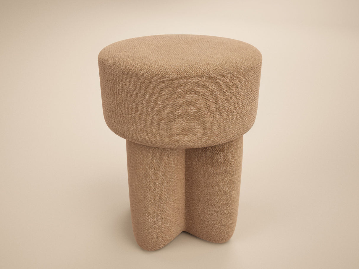 SOLACE+CO Astrid Wave Chenille Round Pouffe Light Brown