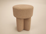 SOLACE+CO Astrid Wave Chenille Round Pouffe Light Brown