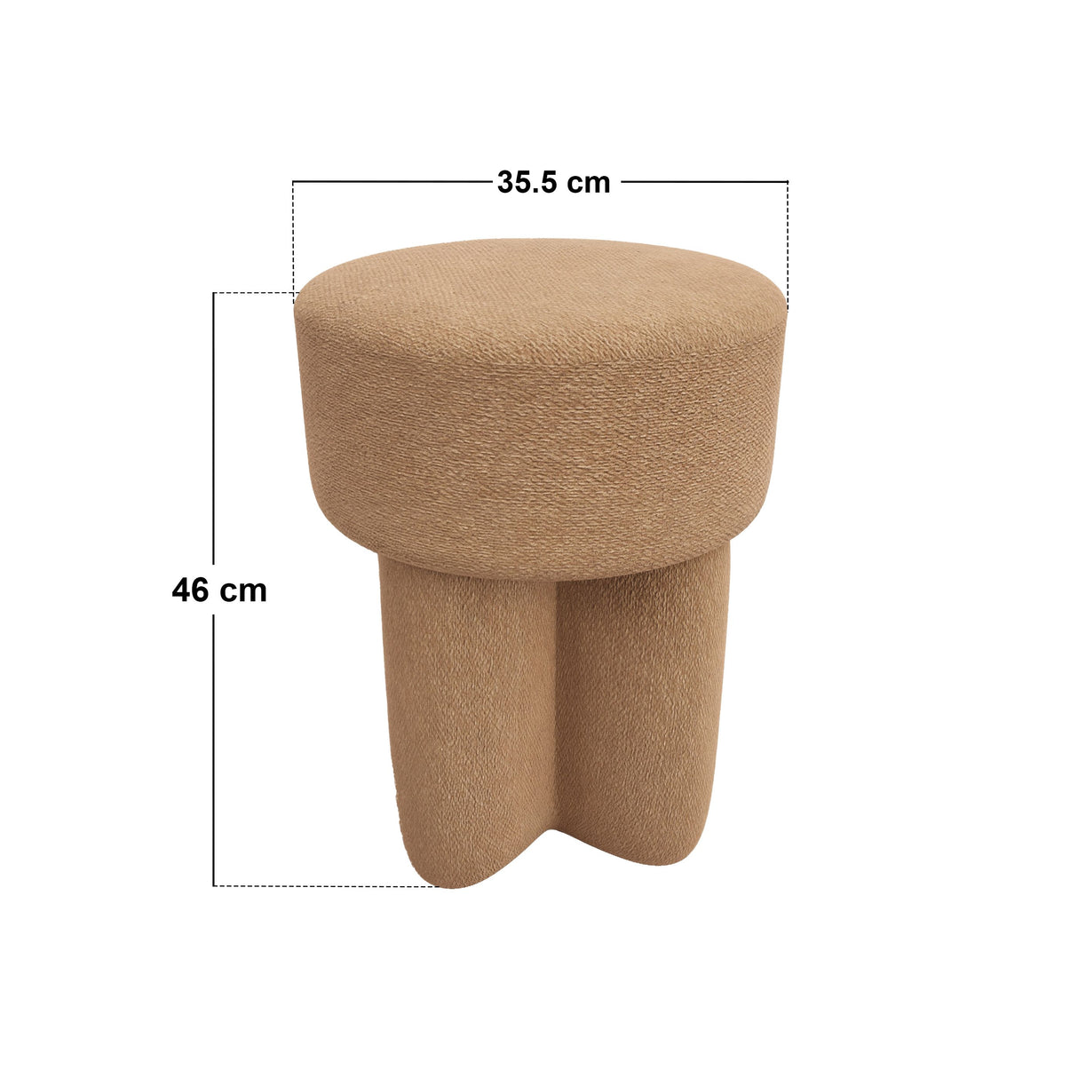 SOLACE+CO Astrid Wave Chenille Round Pouffe Light Brown