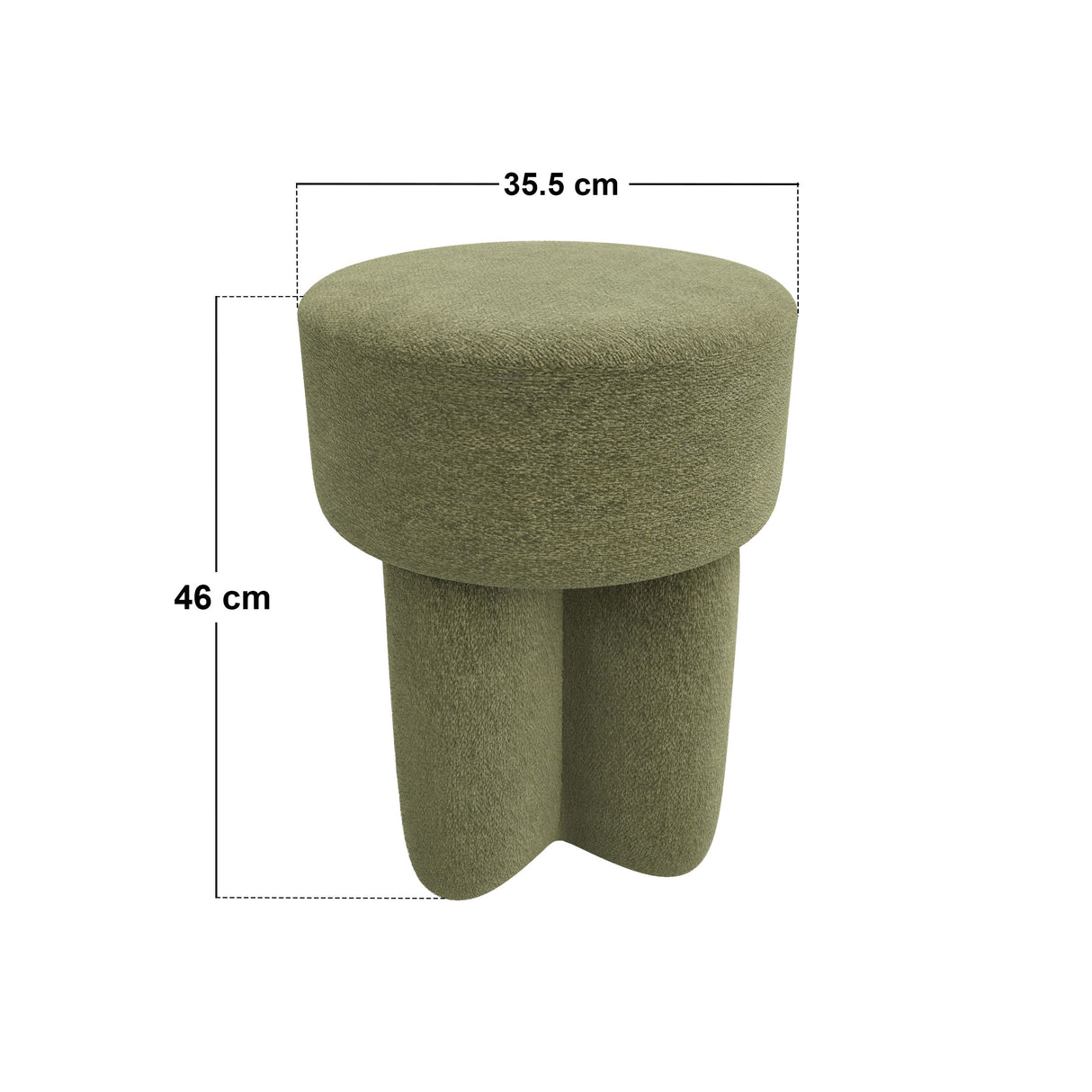 SOLACE+CO Astrid Wave Chenille Round Pouffe Olive Green