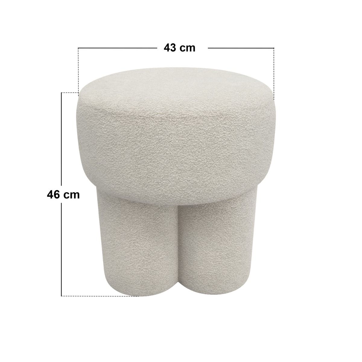 SOLACE+CO Ferro High Round Pouffe Beige Sherpa Fleece