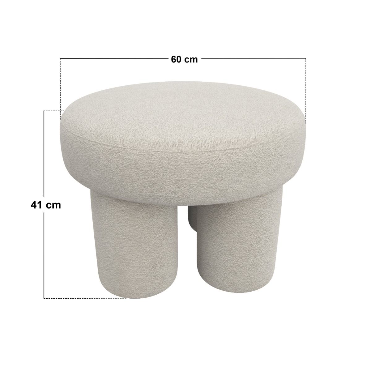 SOLACE+CO Ferro Round Pouffe Set Beige Sherpa Fleece