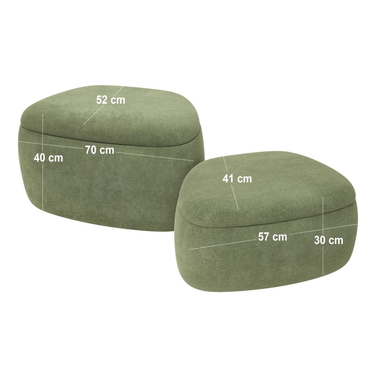 SOLACE+CO Zuri Storage Pouffe Set Green Chenille