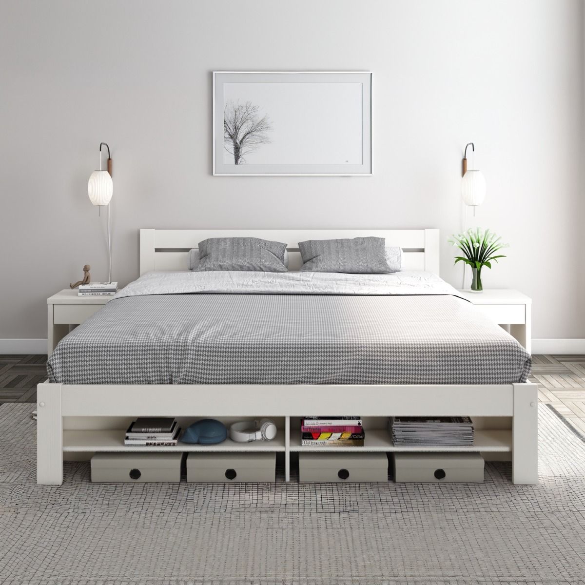 Noomi Pradis Kingsize Storage Bed White (FSC-Certified)